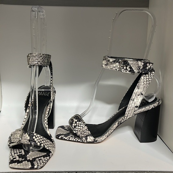 Anthropologie Paige Snake Embossed Goat Leather Women’s Size 6. Cream, Gray, Blk - Picture 12 of 15